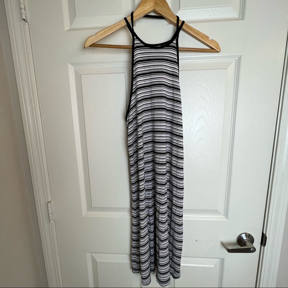 Striped American Eagle Sleeveless Round Neck Midi Dress